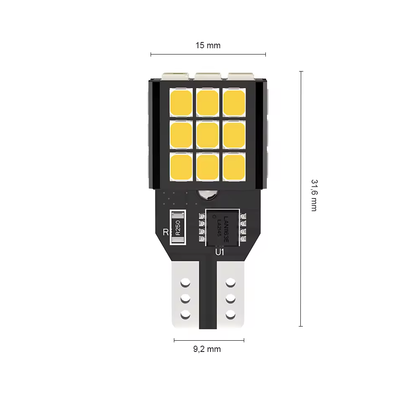 Set 2 x bec LED T15 W16W WY16W LUSMAR™ 1100 lm, Canbus - fara eroare