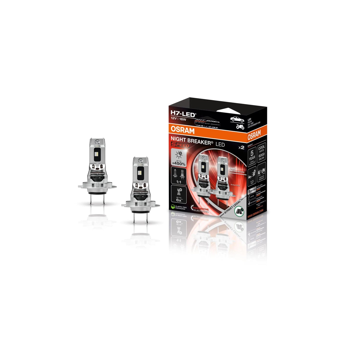 Kit LED H7 Osram Night Breaker 6000k 3000 lumen omologazione europea
